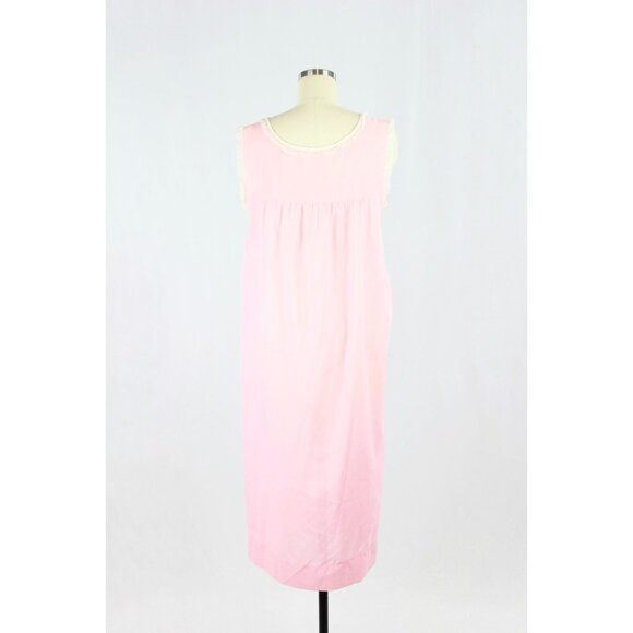 Vintage Pink Polycotton Voile Lace Embroidered Trim Peignoir Nightgown, One Size - Picture 3 of 16